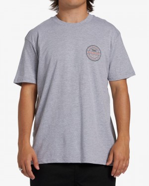 Grey Heather Men's Billabong Rotor California Short Sleeve T-Shirt | 190732BZA