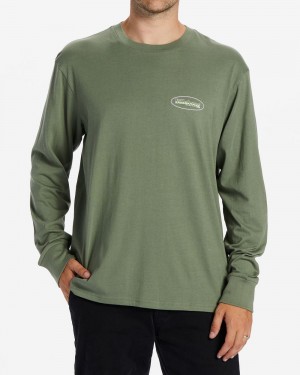 Khaki Men's Billabong Walled Long Sleeve T-Shirt | 976350WEQ