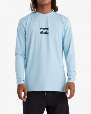 Light Blue Men's Billabong All Day Wave Loose Fit Long Sleeve Surf T-Shirt | 684032XHI