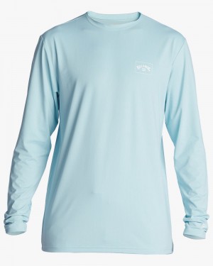 Light Blue Men's Billabong Arch Mesh Upf 50 Long Sleeve Surf T-Shirt | 346175LIB