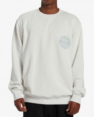 Light Grey Heather Men's Billabong Short Sands Crew Sweatshirt | 438602PSM