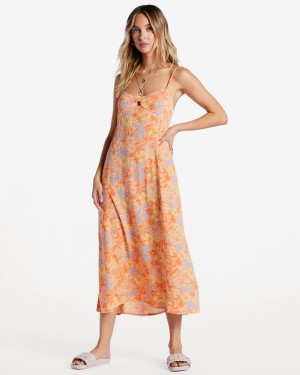 Light Orange Women's Billabong Last Sunset Midi Dress | 152364JRU