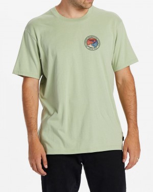 Light Sage Men's Billabong Rockies T-Shirt | 642531GUQ