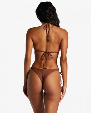 Mocha Women's Billabong Tanlines Tie Side Tanga Bikini Bottoms | 897230CPQ