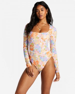 Multi Women's Billabong Paradise Cove Long Sleeve One-Piece Swimsuit | 096253LUV