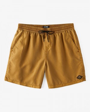 Mustard Men's Billabong All Day Overdyed Layback 17" Elastic Waist Shorts | 369701CJM