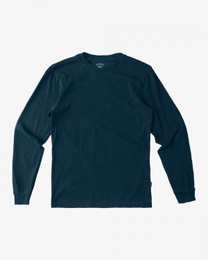 Navy Men's Billabong Essential Wave Washed Long Sleeve T-Shirt | 039615RDN