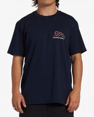 Navy Men's Billabong Range Short Sleeve T-Shirt | 372890LXV