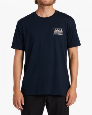 Navy Men's Billabong Range T-Shirt | 736290NSW