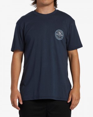 Navy Men's Billabong Rotor California Short Sleeve T-Shirt | 659807CPZ