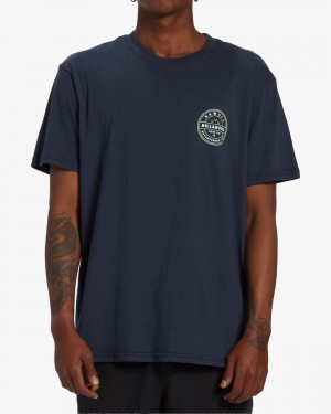 Navy Men's Billabong Rotor Hawaii Short Sleeve T-Shirt | 786140IYG