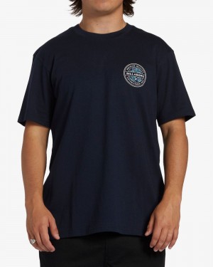 Navy Men's Billabong Rotor Short Sleeve T-Shirt | 527108JKF