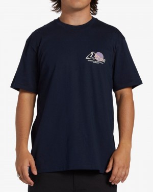 Navy Men's Billabong Sunset Short Sleeve T-Shirt | 062879HVJ