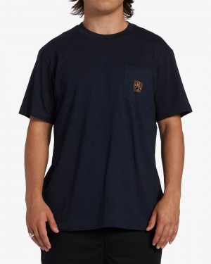 Navy Men's Billabong Troppo Pocket T-Shirt | 623574FVG