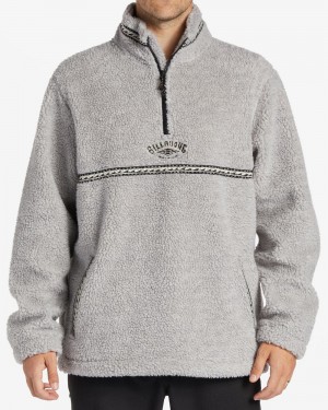 Oatmeal Heather Men's Billabong Boundary Tombstone Mock-Neck Sweatshirt | 659320WIF