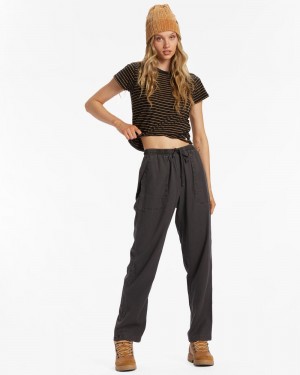 Off Black 1 Women's Billabong Beachy Keen Woven Pant Pants | 052843IST