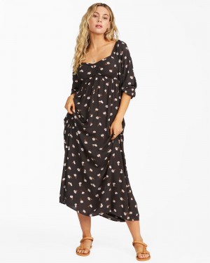 Off Black Women's Billabong Swept Away Midi Dress | 425706GWV