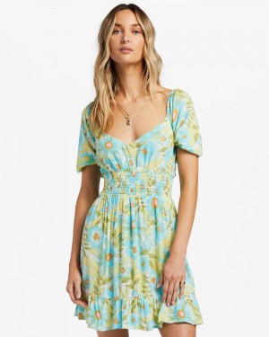 Olive Women's Billabong Something Pretty Mini Dress | 123645LQG