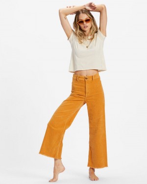 Orange Women's Billabong Free Fall Wide-Leg Corduroy Pants | 380156WJL