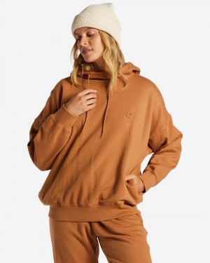 Orange Women's Billabong Halifax Hoodie Sweatshirt | 938124IFV