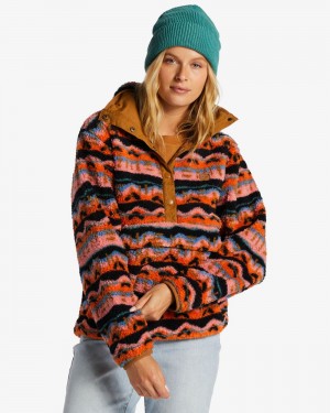 Orange Women's Billabong Switchback Mock Neck Fleece Sweatshirt | 234580EMX