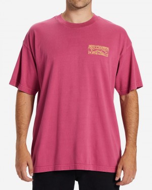 Pink Men's Billabong Arch Wave T-Shirt | 901356CFD