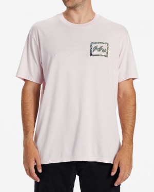 Pink Men's Billabong Crayon Wave T-Shirt | 425931OHQ