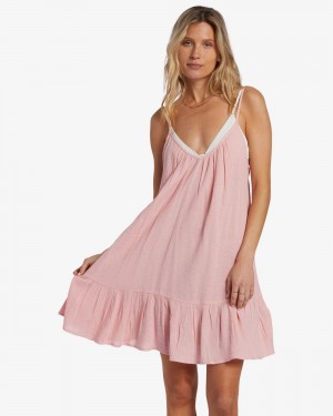 Pink Women's Billabong Beach Vibes Beach Cover-Up Dress | 753284KNZ