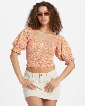 Pink Women's Billabong Flora Top | 356720XCO