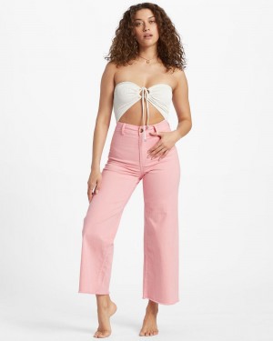 Pink Women's Billabong Free Fall High-Waist Pants | 701329RPA