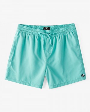 Poolside Blue Men's Billabong All Day Layback 16" Elastic Waist Shorts | 576913BOG