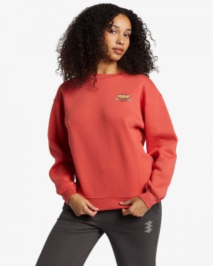 Red Rock Women's Billabong Tricolor Hibiscus Sweatshirt | 640253FBK