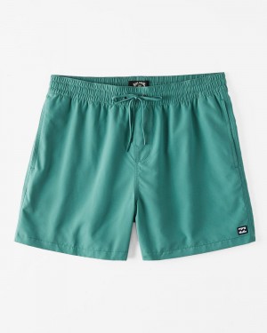 Sea Green Men's Billabong All Day Layback 16" Elastic Waist Shorts | 304591NLU