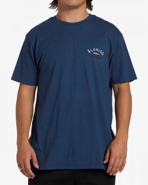 Slate Blue Men's Billabong Arch Florida Short Sleeve T-Shirt | 183065STJ