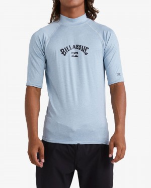 Smoke Blue Heather Men's Billabong Arch Wave Performance Fit Short Sleeve T-Shirt | 517038PDY