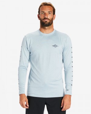 Smoke Blue Heather Men's Billabong Unity Long Sleeve Upf 50 Surf T-Shirt | 572968MHD