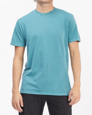 Smoke Blue Men's Billabong Essential Wave Washed Short Sleeve T-Shirt | 065978IFT