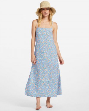 Summer Sky Women's Billabong Weekend Waves Midi Dress | 849501YMH