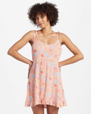 Sweet Peach Women's Billabong Heart Breaker Strappy Dress | 659871WPN