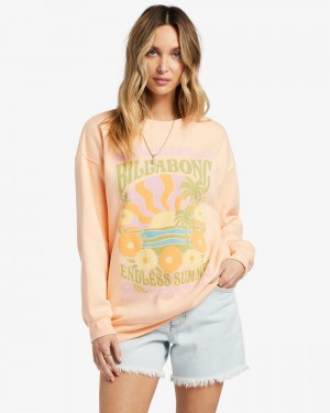 Tart Peach Women's Billabong Chase The Sun Sweatshirt | 975406MNJ