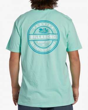 Teal Men's Billabong Gator Rotor Florida Short Sleeve T-Shirt | 286174DIG