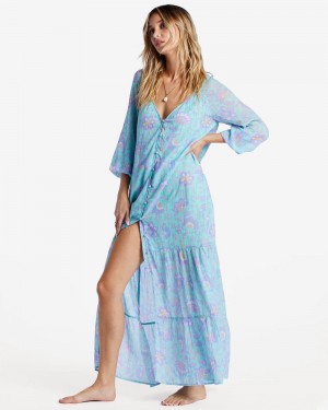 Tropical Blue Women's Billabong Daring Heart Maxi Dress | 231605LTV