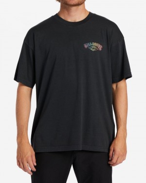 Washed Black Men's Billabong Arch Wave T-Shirt | 360581UXI