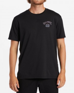 Washed Black Men's Billabong Theme Arch T-Shirt | 415623NHW