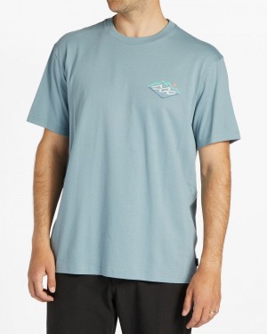 Washed Blue Men's Billabong Summit Short Sleeve T-Shirt | 731428SBD