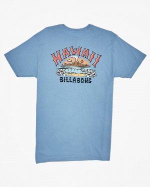 Washed Blue Men's Billabong Volcano Arch T-Shirt | 317840HBM