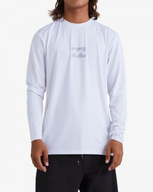 White Men's Billabong All Day Wave Loose Fit Long Sleeve Surf T-Shirt | 342807ISN