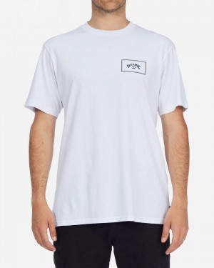 White Men's Billabong Arch Block Short Sleeve T-Shirt | 759140PJO