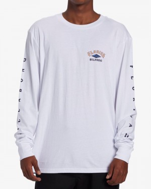 White Men's Billabong Arch Florida Long Sleeve T-Shirt | 763259PHL