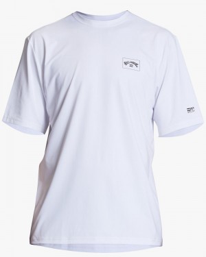 White Men's Billabong Arch Mesh Loose Fit Upf 50+ Short Sleeve Surf T-Shirt | 724953KYA